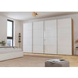 SCHWEBETÜRENSCHRANK  in Weiß, Eiche Artisan  - Chromfarben/Weiß, Design, Glas/Holzwerkstoff (361/223/68cm) - Novel