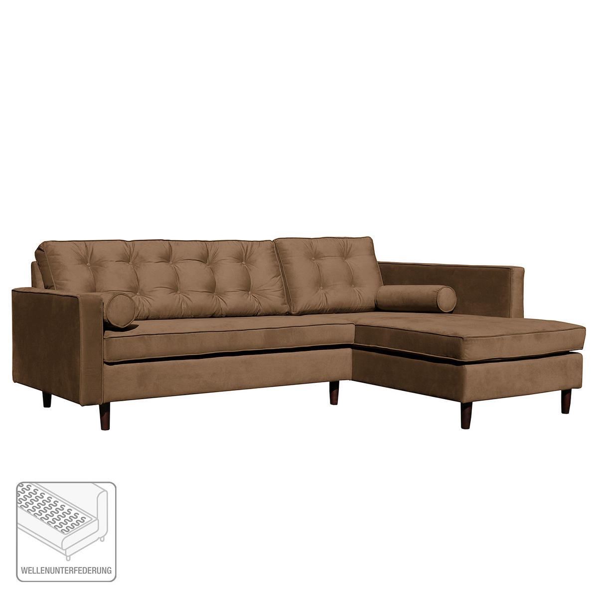 ECKSOFA VANCOUVER Braun Mikrofaser Zierkissen, Rückenkissen  - Braun, Design, Holz/Textil (240/169cm) - P & B