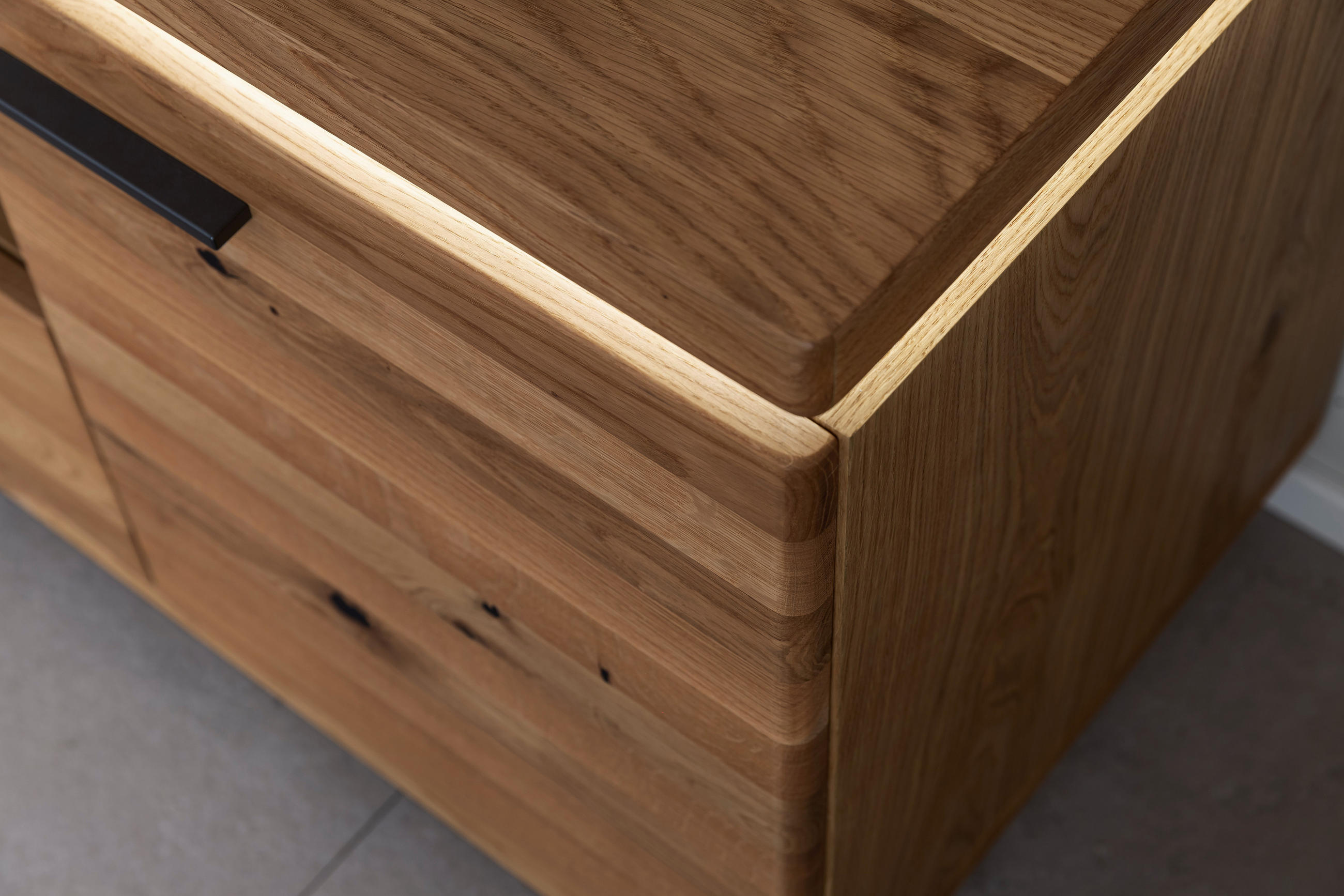 NÍZKA KOMODA, trámový dub, farba duba, 210/68/50 cm - farba duba/antracitová, Natur, kov/drevo (210/68/50cm) - Linea Natura