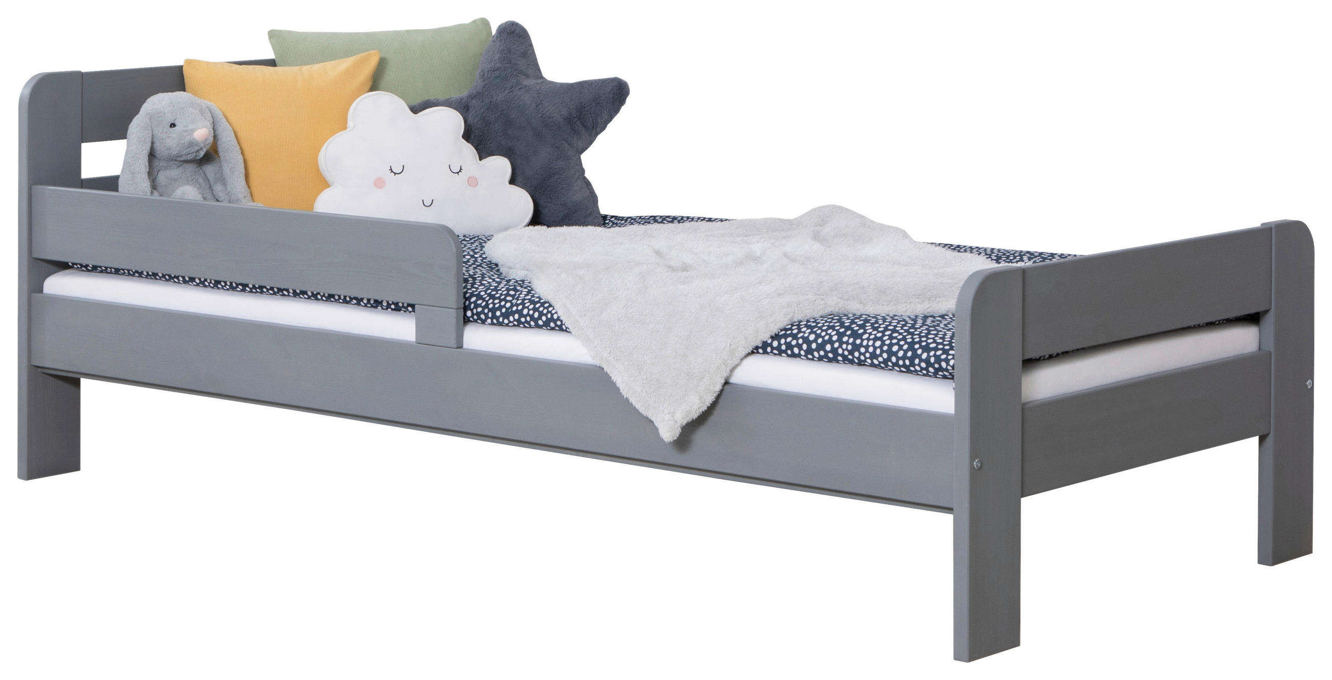 Bett Bennet mit Rausfallschutz 90/200 cm  in Hellgrau   - Hellgrau, Modern, Holz (90/200cm) - MID.YOU