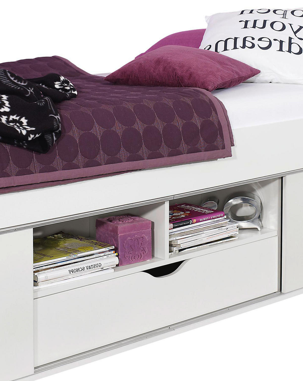 POSTEĽ S ÚLOŽNÝM PRIESTOROM, 90/200 cm biela - biela, Modern, kompozitné drevo (90/200cm) - MID.YOU