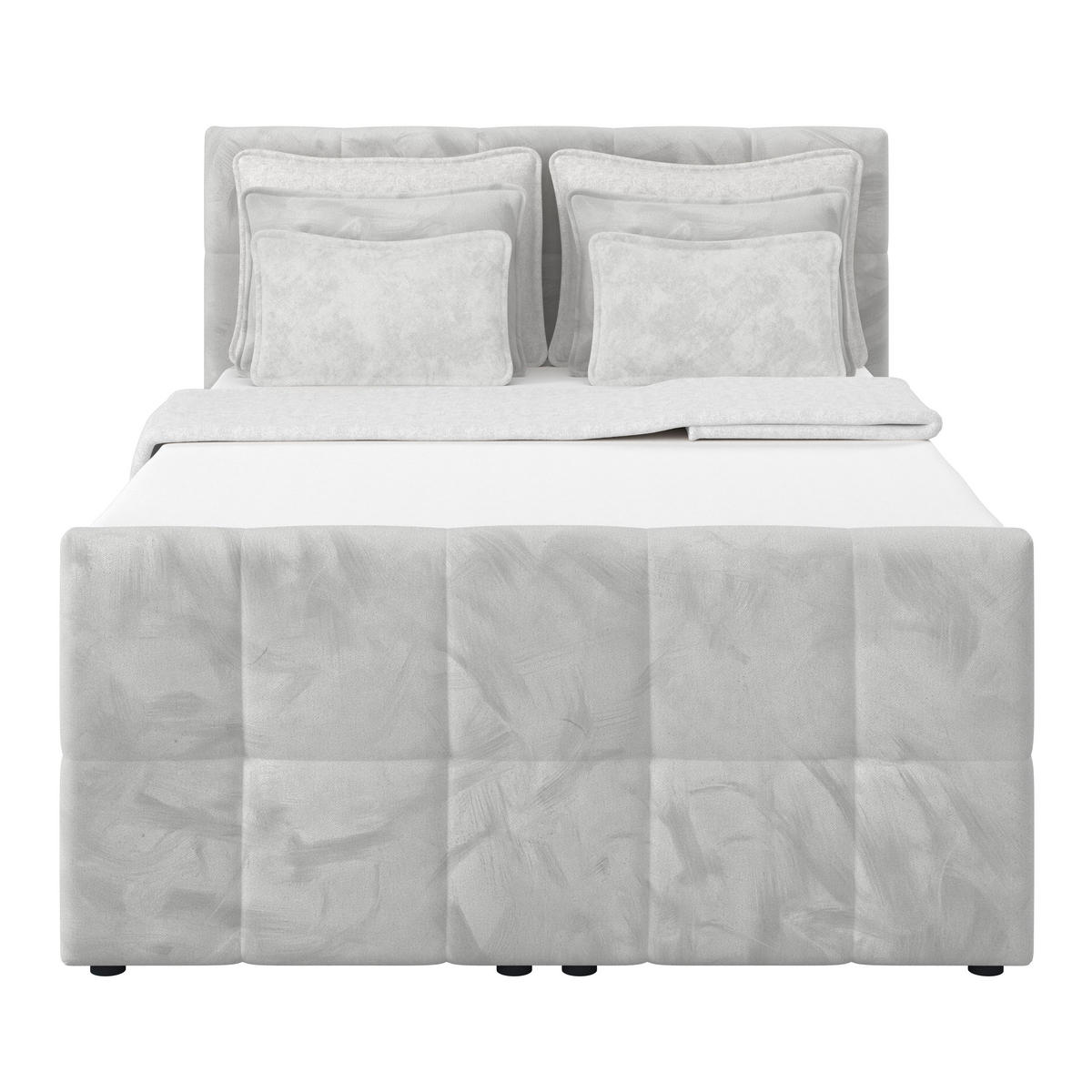 BOXSPRINGBETT 140/200 cm,  in Hellgrau, gepolstertes Kopfteil, Bettkasten, Topper, Matratzen, H2 + H2 = mittel  - Hellgrau, KONVENTIONELL, Holz/Holzwerkstoff (140/200cm) - Luca Bessoni