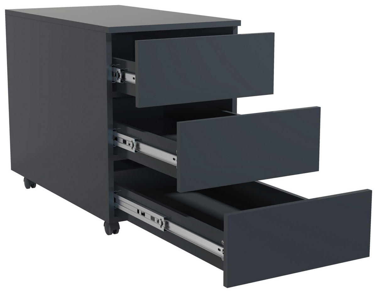 ROLLCONTAINER Anthrazit  - Anthrazit, MODERN, Holzwerkstoff/Kunststoff (39/55/70cm) - MID.YOU
