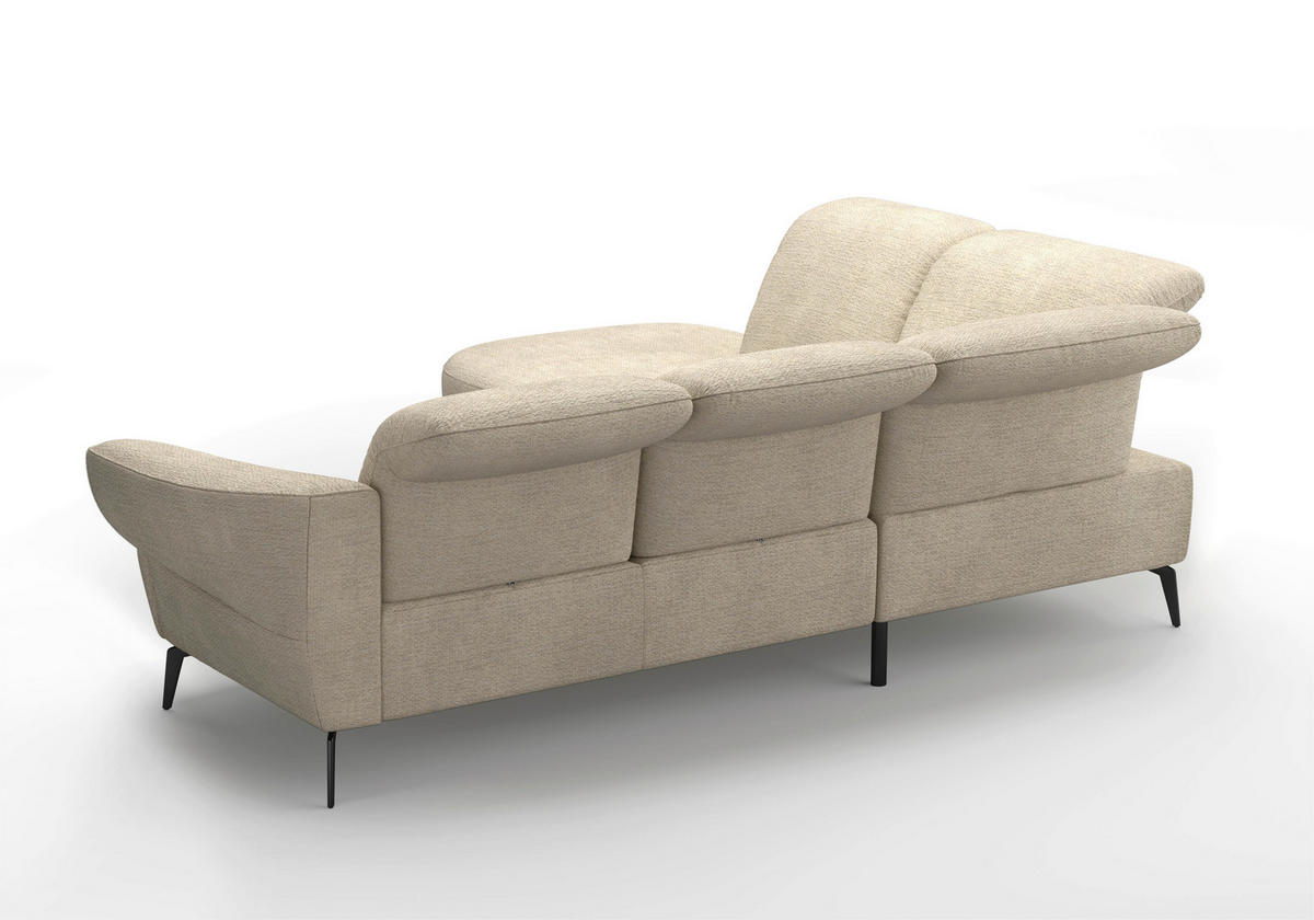 ECKSOFA in Chenille Sandfarben  270/302 cm  - Sandfarben/Schwarz, MODERN, Textil/Metall (270/302cm) - Sit & More