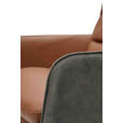 ARMLEHNSTUHL  in Eisen Mikrofaser Echtleder pigmentiert  - Cognac/Anthrazit, Design, Leder/Textil (58/89/67cm) - Novel