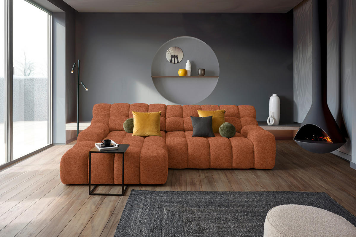 ECKSOFA  in Webstoff Rostfarben  180/297 cm  - Rostfarben/Schwarz, MODERN, Kunststoff/Textil (180/297cm) - Welnova