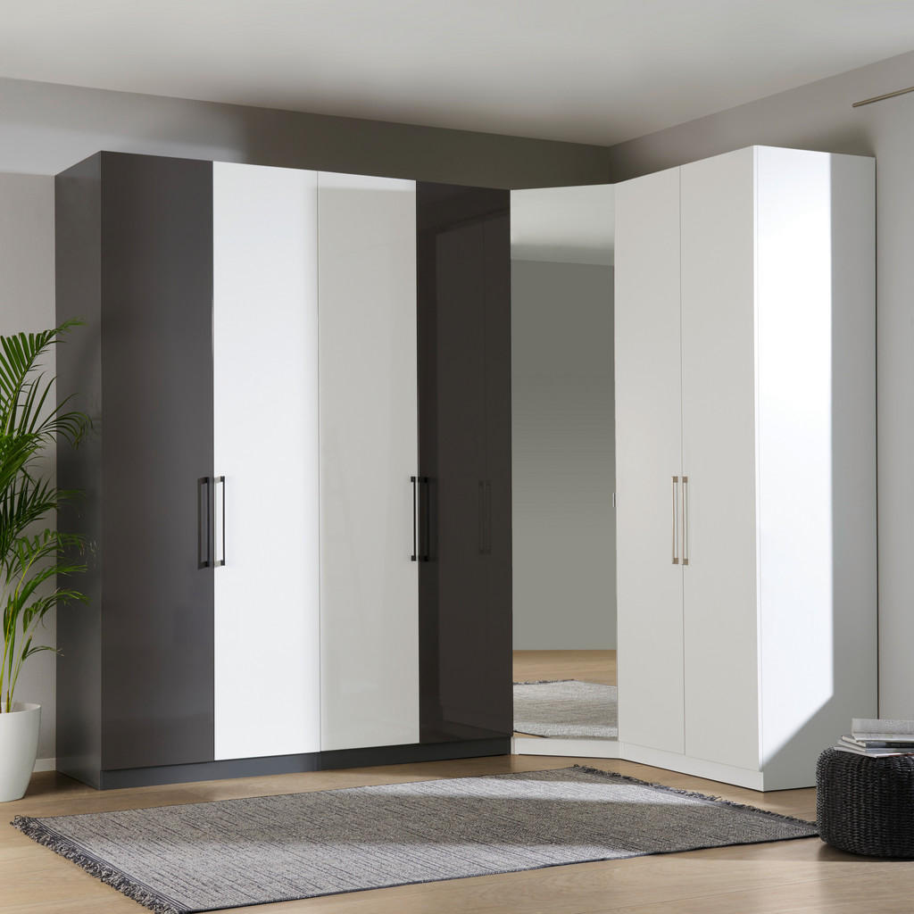Thumbnail - Hom`in Hochglanztür System Unit, Anthrazit Hochglanz, Holzwerkstoff, 45.4x203x1.8 cm, Schlafzimmer, Kleiderschränke, Sch...