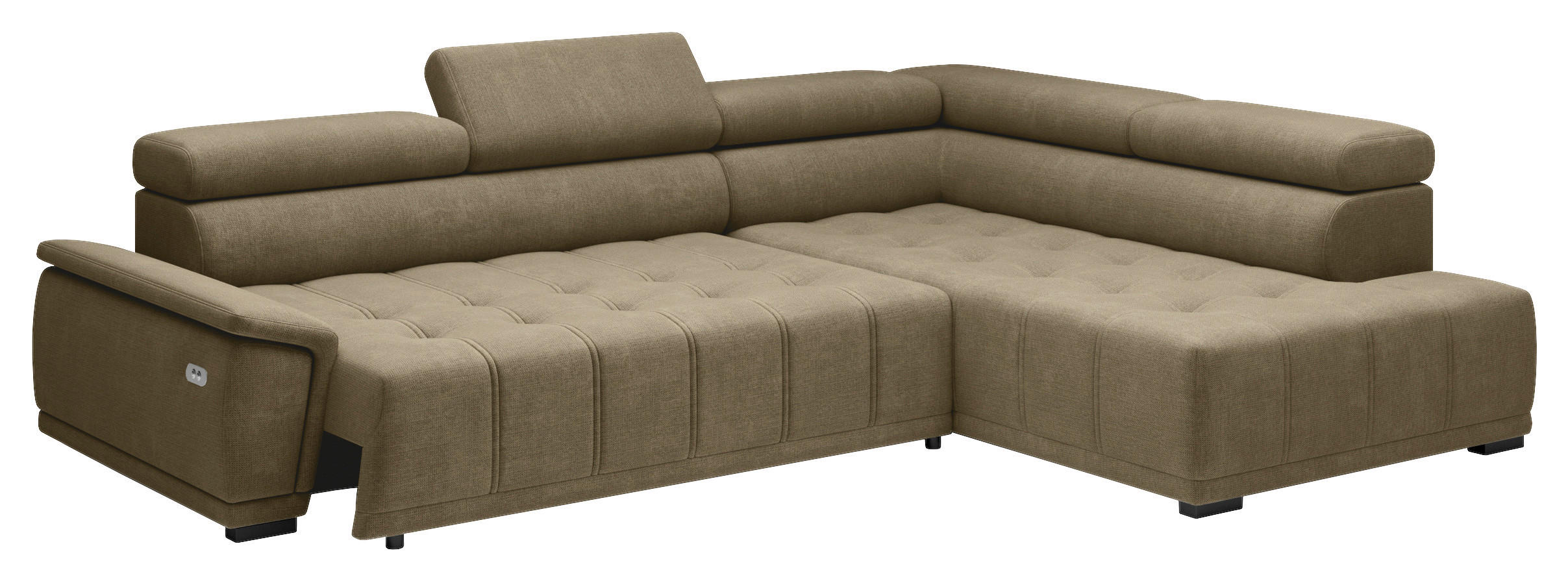 HÖRNSOFFA i chenille, vävt tyg taupe  - svart/taupe, Modern, textil/plast (283/106cm) - MID.YOU