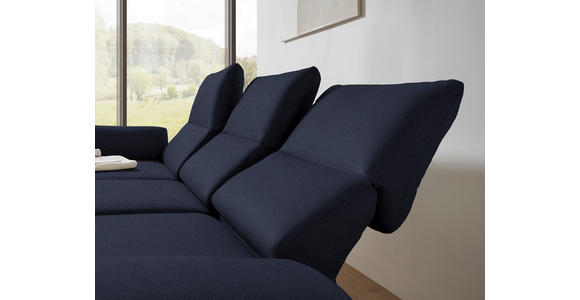 ECKSOFA  in Flachgewebe Blau Armteilverstellung, Relaxfunktion, Drehsitzfunktion  175-224/255-365 cm  - Blau/Schwarz, Design, Textil/Metall (175-224/255-365cm) - Dieter Knoll