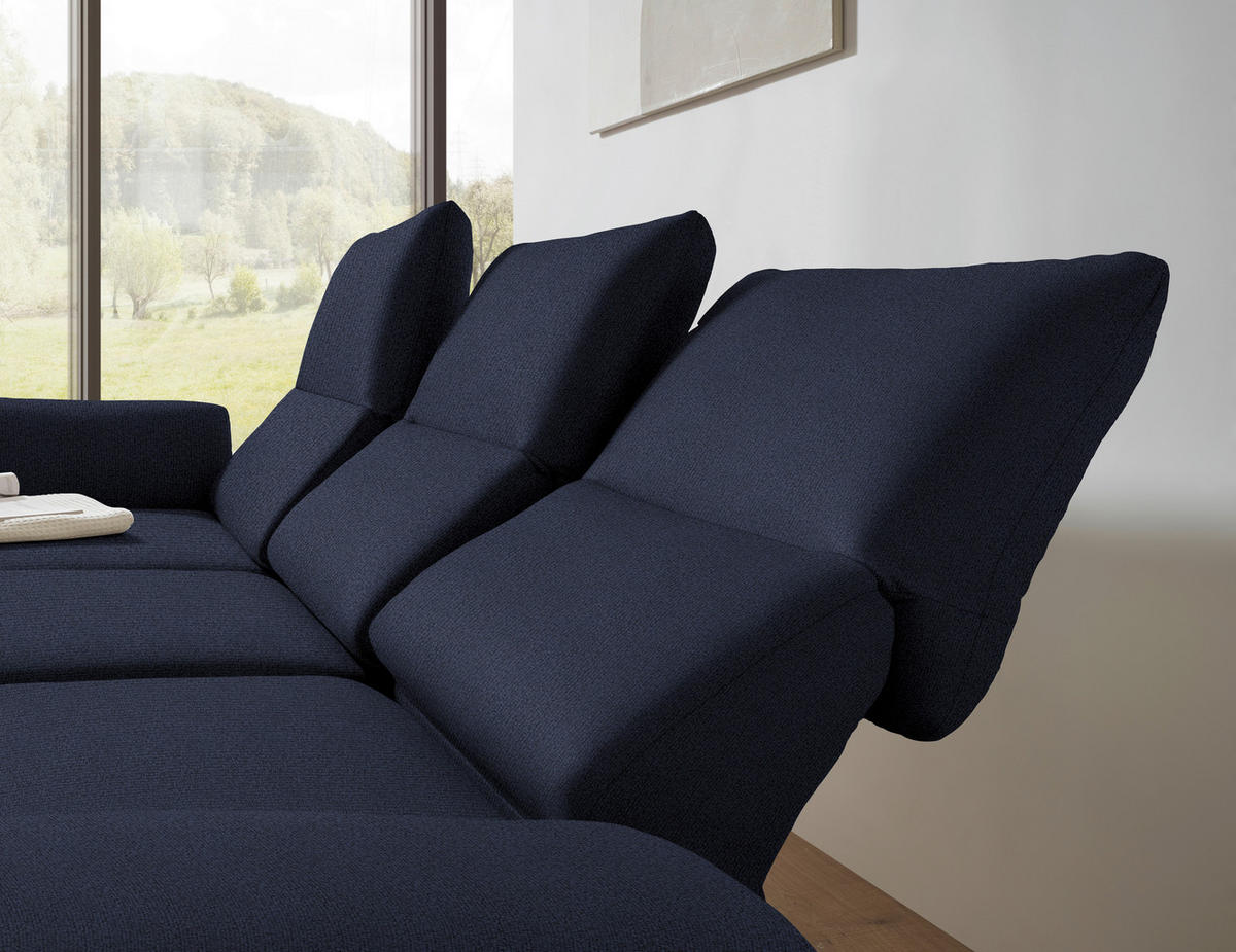 ECKSOFA  in Flachgewebe Blau  175-224/255-365 cm  - Blau/Schwarz, Design, Textil/Metall (175-224/255-365cm) - Dieter Knoll