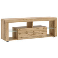 LOWBOARD EVEREST  in 140/50,5/35 cm  - Eiche Wotan/Schwarz, Design, Glas/Holzwerkstoff (140/50,5/35cm) - Livetastic