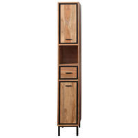 HOCHSCHRANK 30/190/32 cm  - Schwarz/Akaziefarben, KONVENTIONELL, Holz/Metall (30/190/32cm) - Landscape