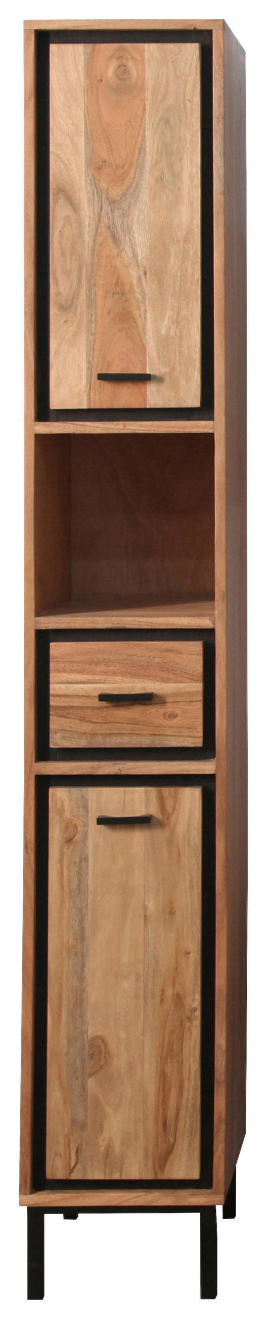 HOCHSCHRANK 30/190/32 cm  - Schwarz/Akaziefarben, KONVENTIONELL, Holz/Metall (30/190/32cm) - Landscape