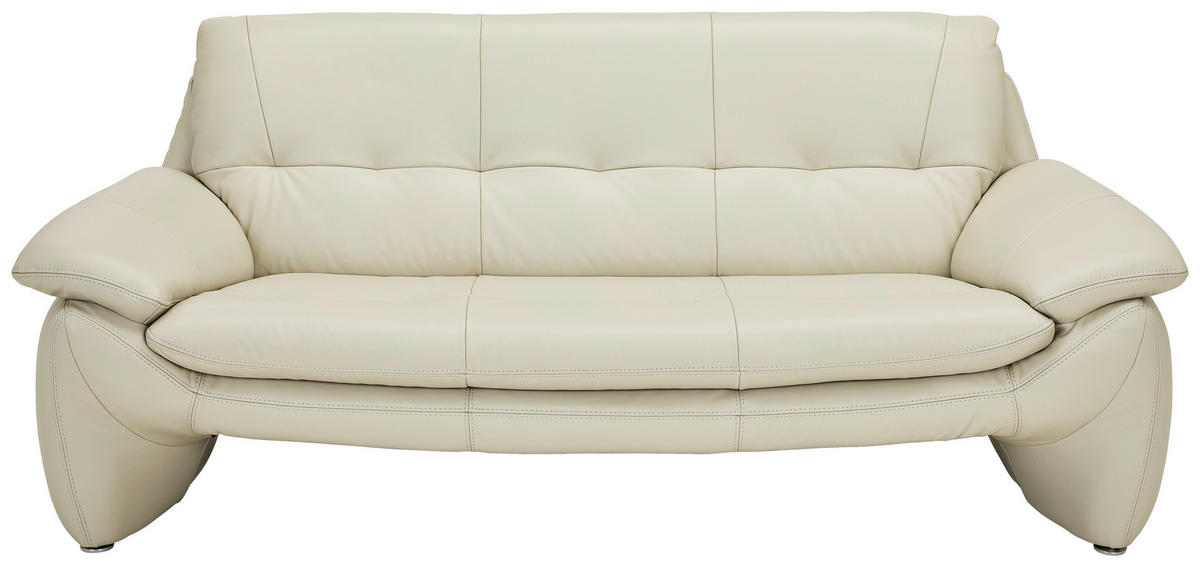 3-SITZER-SOFA Echtleder Beige  - Beige/Silberfarben, KONVENTIONELL, Leder/Metall (198/86/91cm) - Celina Home