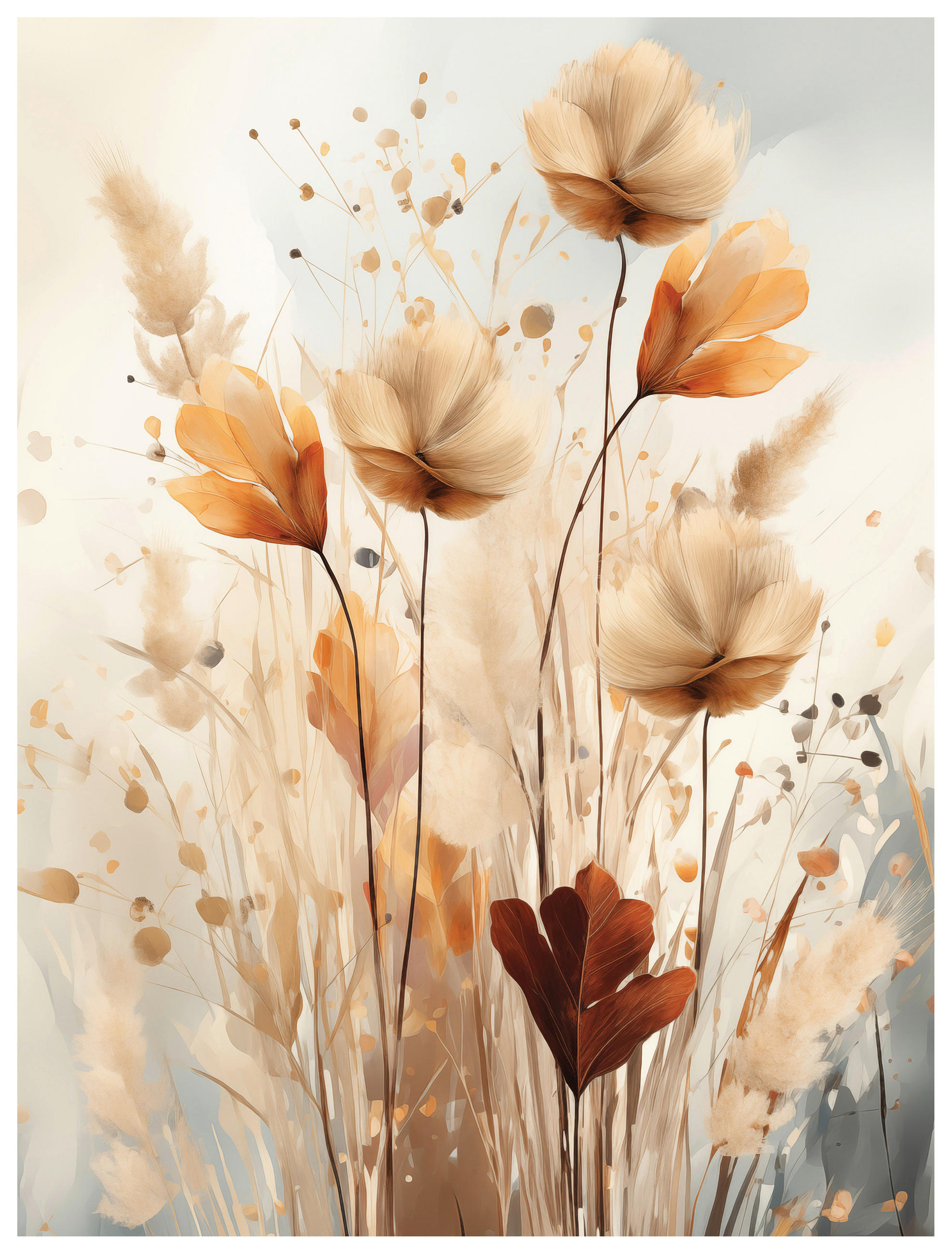 Euroart Glasbild Boho Flowers I Mehrfarbig 30x40x1.40 cm