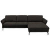 ECKSOFA in Velours Dunkelbraun  - Dunkelbraun/Schwarz, Design, Textil/Metall (306/179cm) - Beldomo System