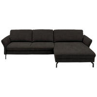 ECKSOFA in Velours Dunkelbraun  - Dunkelbraun/Schwarz, Design, Textil/Metall (306/179cm) - Beldomo System