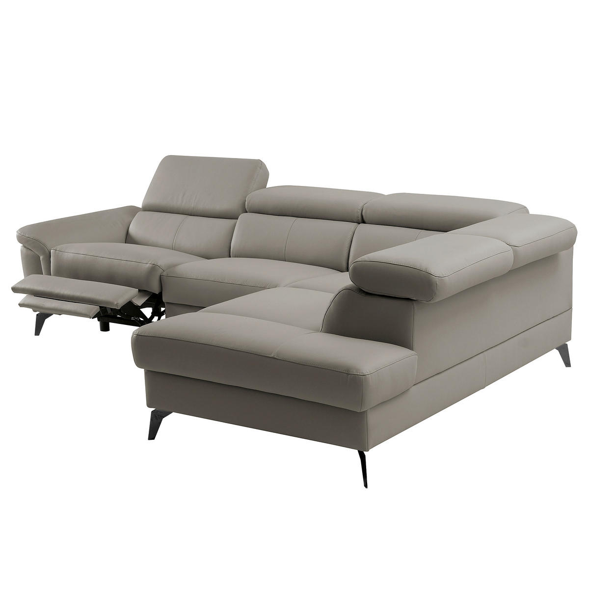 ECKSOFA SONO in Lederlook Echtleder Schlammfarben Armteilverstellung, Kopfteilverstellung  265/210 cm  - Schlammfarben/Schwarz, Design, Leder/Textil (265/210cm) - Livetastic
