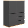 HIGHBOARD Graphitfarben, Eiche Artisan Einlegeböden  - Schwarz/Graphitfarben, MODERN, Holzwerkstoff (100/121/42cm) - Xora