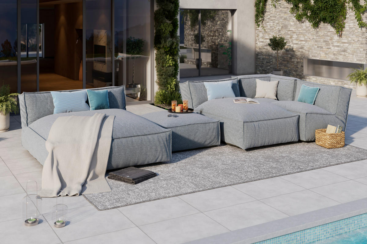 LOUNGESOFA  - Grau, MODERN, Textil (95/35/95cm) - Ambia Garden