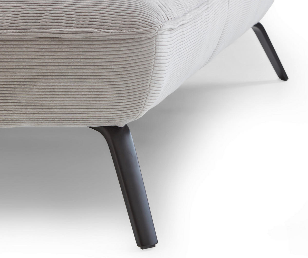 ECKSOFA Hellgrau Cord  - Hellgrau/Schwarz, Design, Textil/Metall (196/301cm) - Moderano