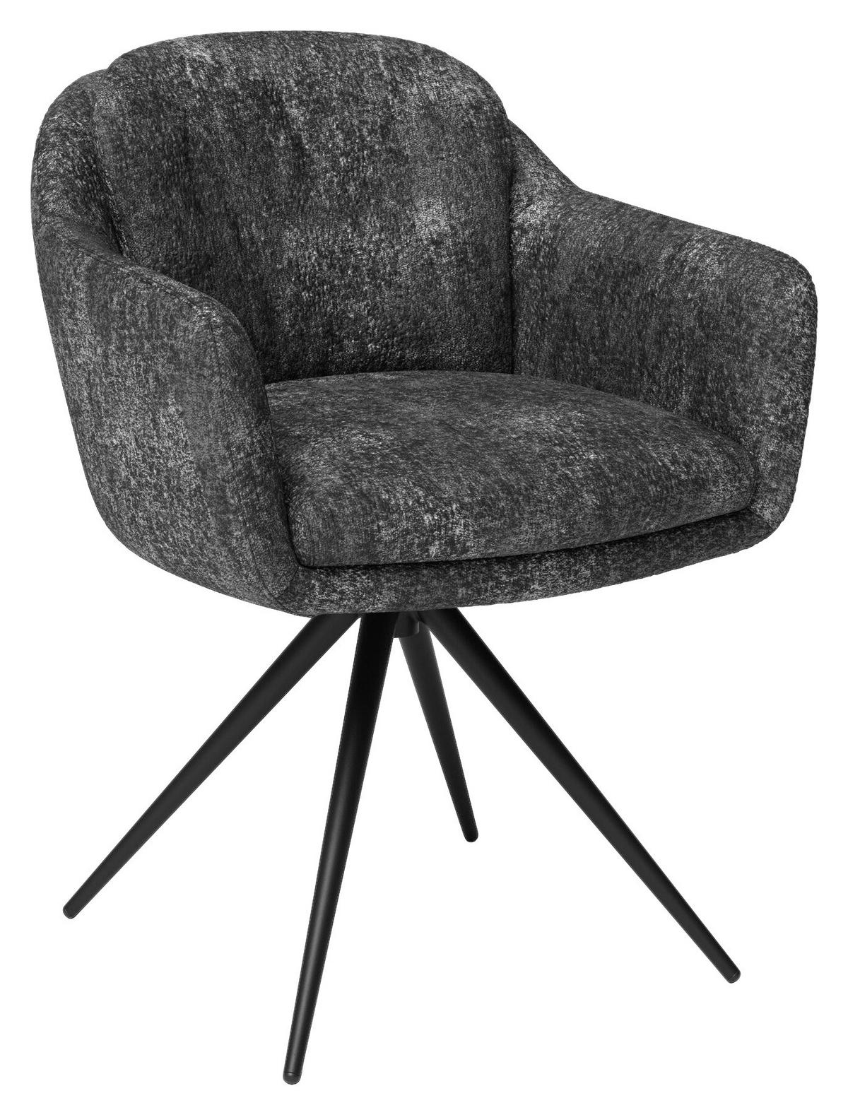 ARMLEHNSTUHL  in Stahl Chenille  - Anthrazit/Schwarz, Design, Textil/Metall (63/83/65cm) - Joop!