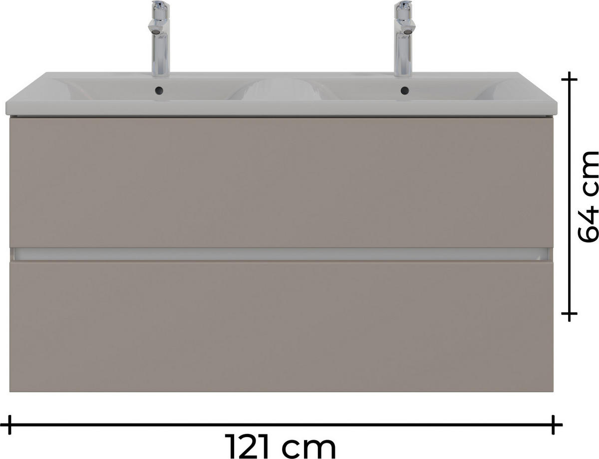 WASCHTISCHKOMBI 121 cm  - Beigebraun/Weiß, MODERN, Keramik/Holzwerkstoff (121cm) - Celina Home