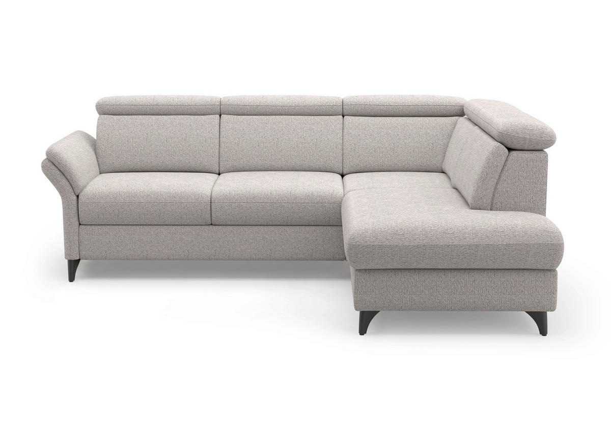 ECKSOFA GLENDALE E Silberfarben Chenille  - Silberfarben/Schwarz, KONVENTIONELL, Textil/Metall (247/193cm) - Sit & More