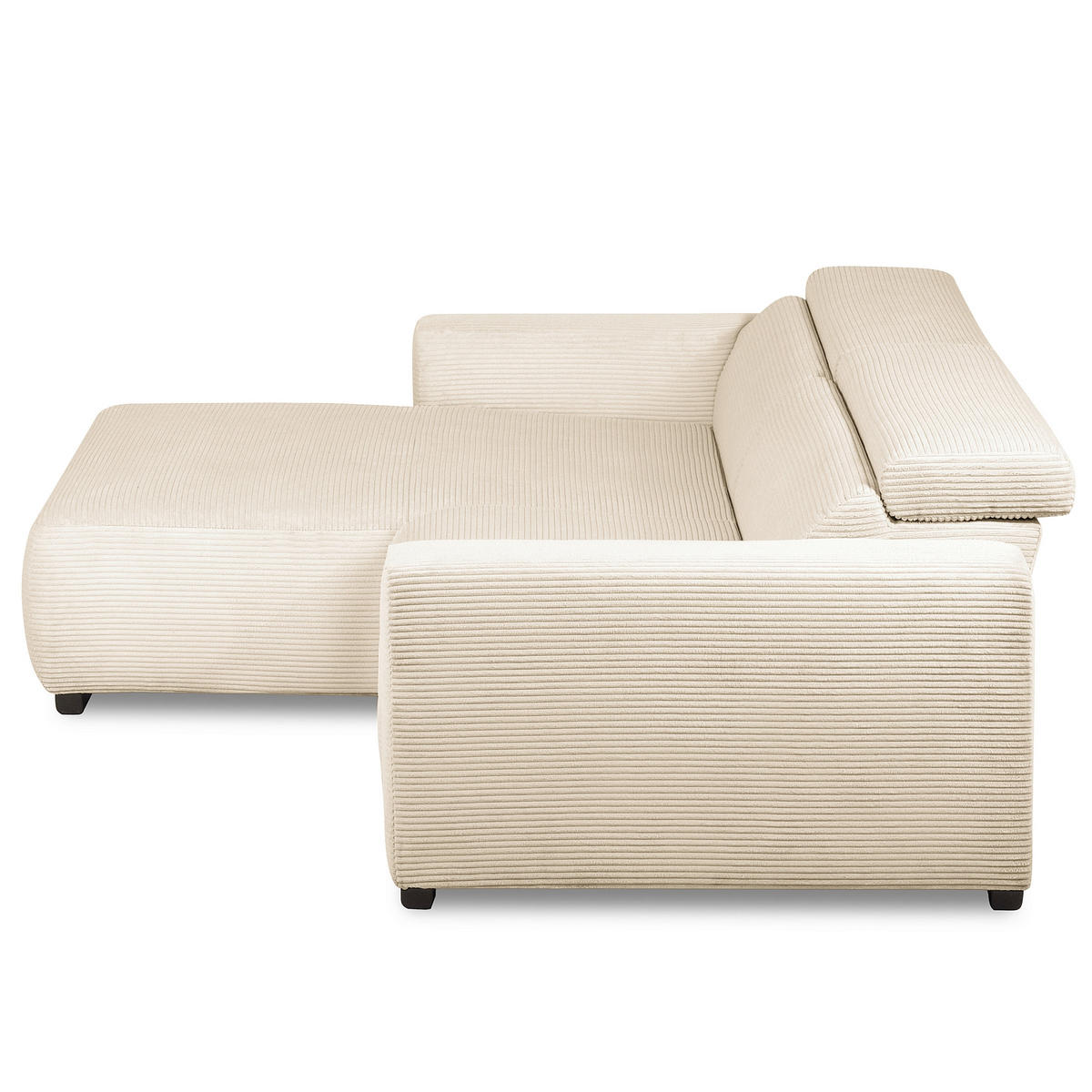 ECKSOFA RENO Beige Cord Relaxfunktion, Kopfteilverstellung  - Beige/Schwarz, Design, Kunststoff/Textil (184/248cm) - Livetastic