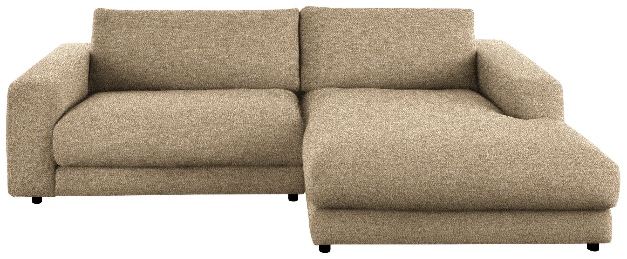 ECKSOFA in Flachgewebe Sandfarben  - Sandfarben/Schwarz, Design, Kunststoff/Textil (270/190cm) - Lomoco