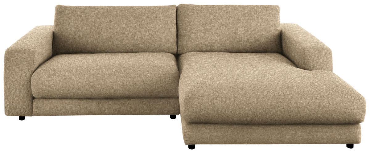 ECKSOFA in Flachgewebe Sandfarben  - Sandfarben/Schwarz, Design, Kunststoff/Textil (270/190cm) - Lomoco