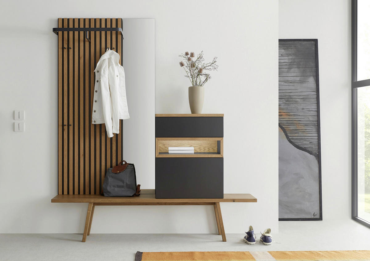 GARDEROBE 4-teilig  in 180/202,8/35 cm  - Eichefarben/Schwarz, Basics, Holz/Holzwerkstoff (180/202,8/35cm) - Sudbrock