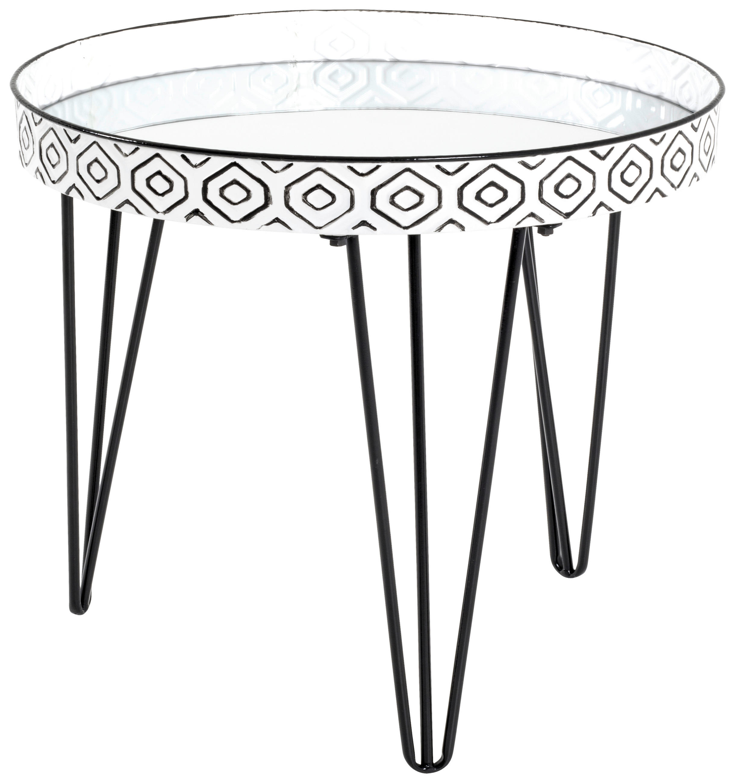 BEISTELLTISCH 65/65/46 cm Schwarz, Weiß rund  - Schwarz/Weiß, LIFESTYLE, Glas/Metall (65/65/46cm)