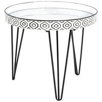 BEISTELLTISCH 65/65/46 cm Schwarz, Weiß rund  - Schwarz/Weiß, LIFESTYLE, Glas/Metall (65/65/46cm)