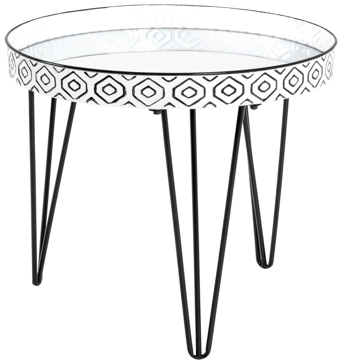 BEISTELLTISCH 65/65/46 cm Schwarz, Weiß rund  - Schwarz/Weiß, LIFESTYLE, Glas/Metall (65/65/46cm)