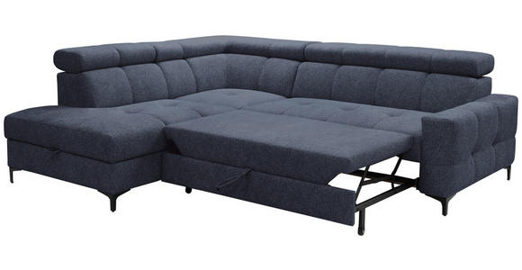 ECKSOFA in Struktur Dunkelblau  - Schwarz/Dunkelblau, MODERN, Textil/Metall (212/254cm) - Carryhome