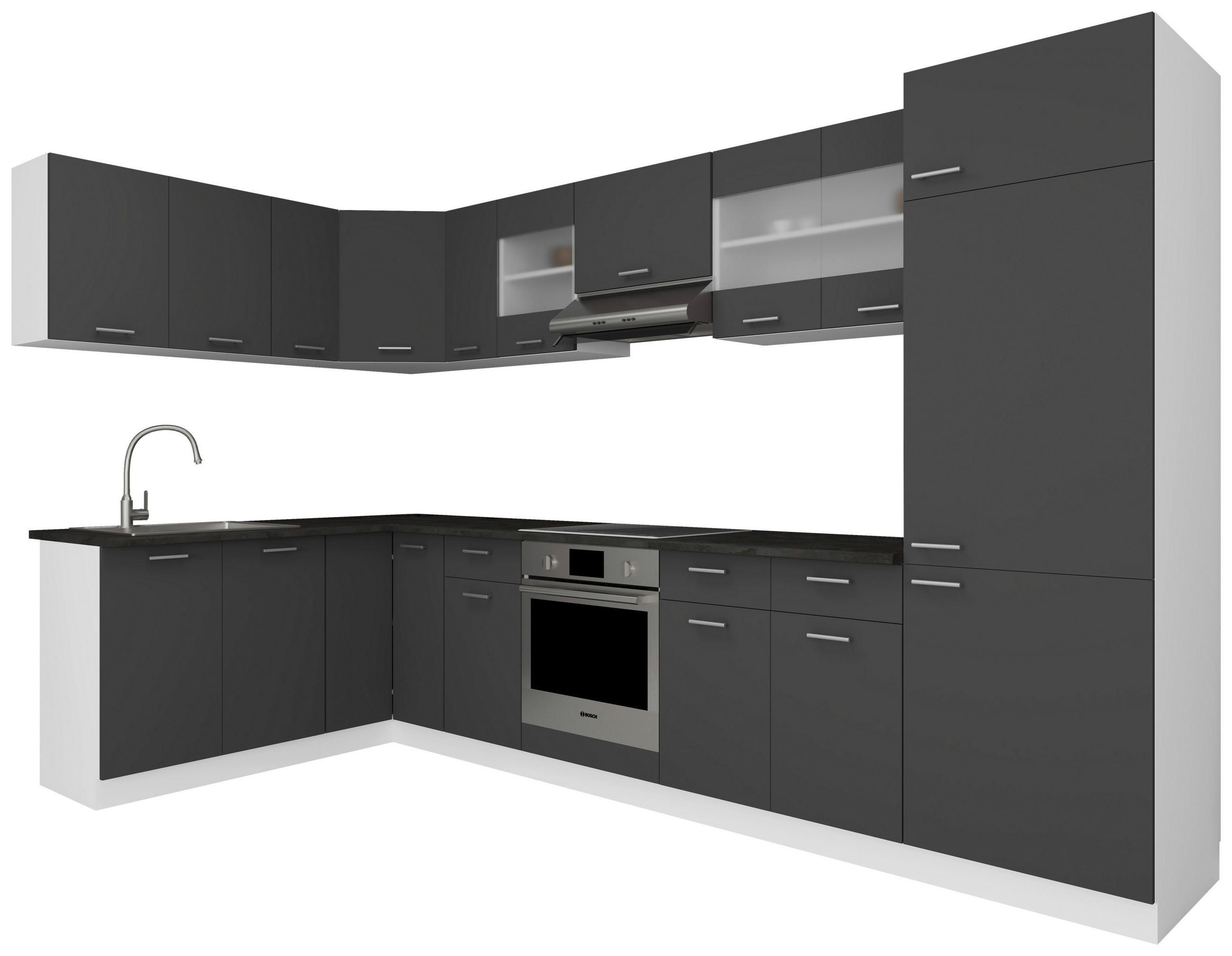 Thumbnail - Mid.you Eckküche, Anthrazit, Weiß, Metall, 3 Schublade(n) Schubladen, L-Form, nur wie online abgebildet bestellbar, 328x...