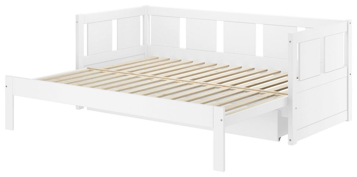 VÝSUVNÁ POSTEĽ, 90-180/200 cm biela - biela/prírodná farba, Konventionell, drevo (90-180/200cm) - Carryhome