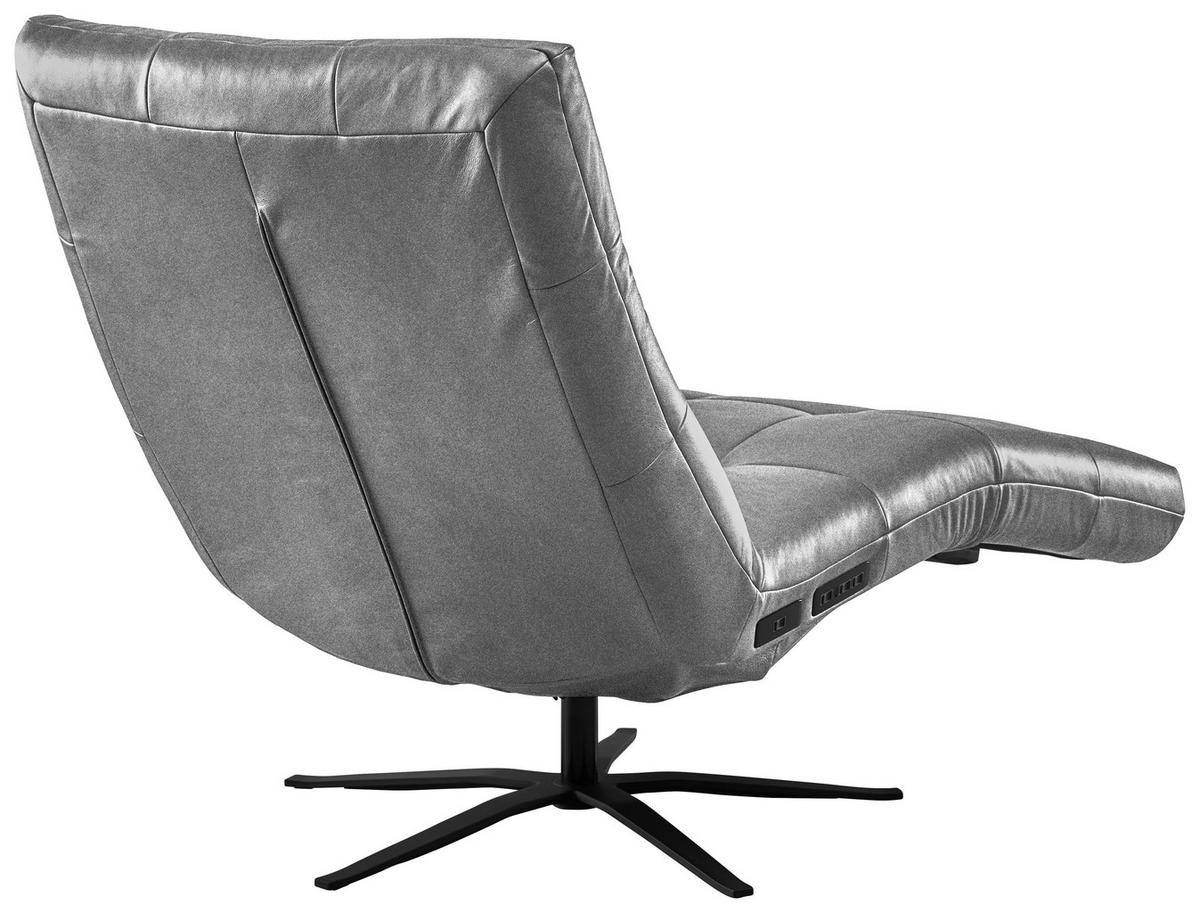 RELAXLIEGE in Echtleder Fango  - Fango/Schwarz, MODERN, Leder/Metall (82/53-115/156-206cm) - Pure Home Comfort