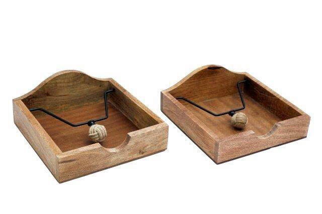 SZALVÉTATARTÓ    - világosbarna, Basics, fa (18/3.5/18cm)