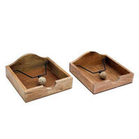 SZALVÉTATARTÓ    - világosbarna, Basics, fa (18/3.5/18cm)