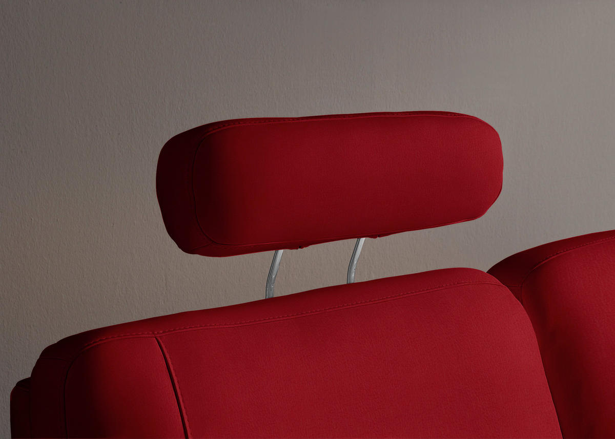 WOHNLANDSCHAFT  in Echtleder Rot  - Rot/Alufarben, KONVENTIONELL, Leder/Metall (165/329/239cm) - Beldomo Premium