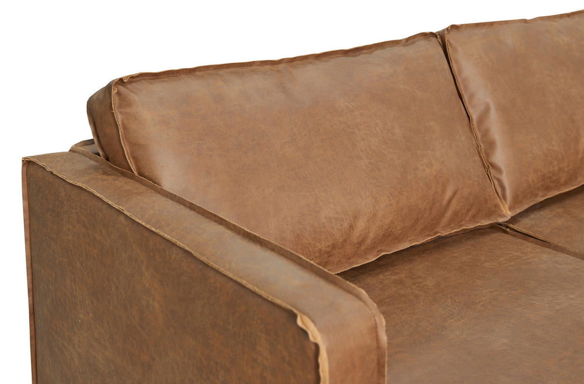 ECKSOFA Braun Lederlook  - Schwarz/Braun, Design, Leder (270/170cm) - MID.YOU