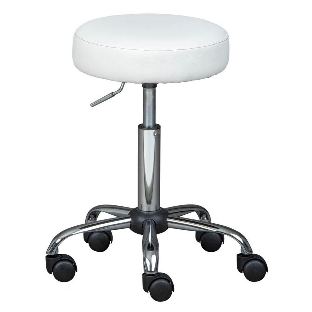 Drehhocker Asra Mit Hartbodenrollen, Weiß bis 80kg