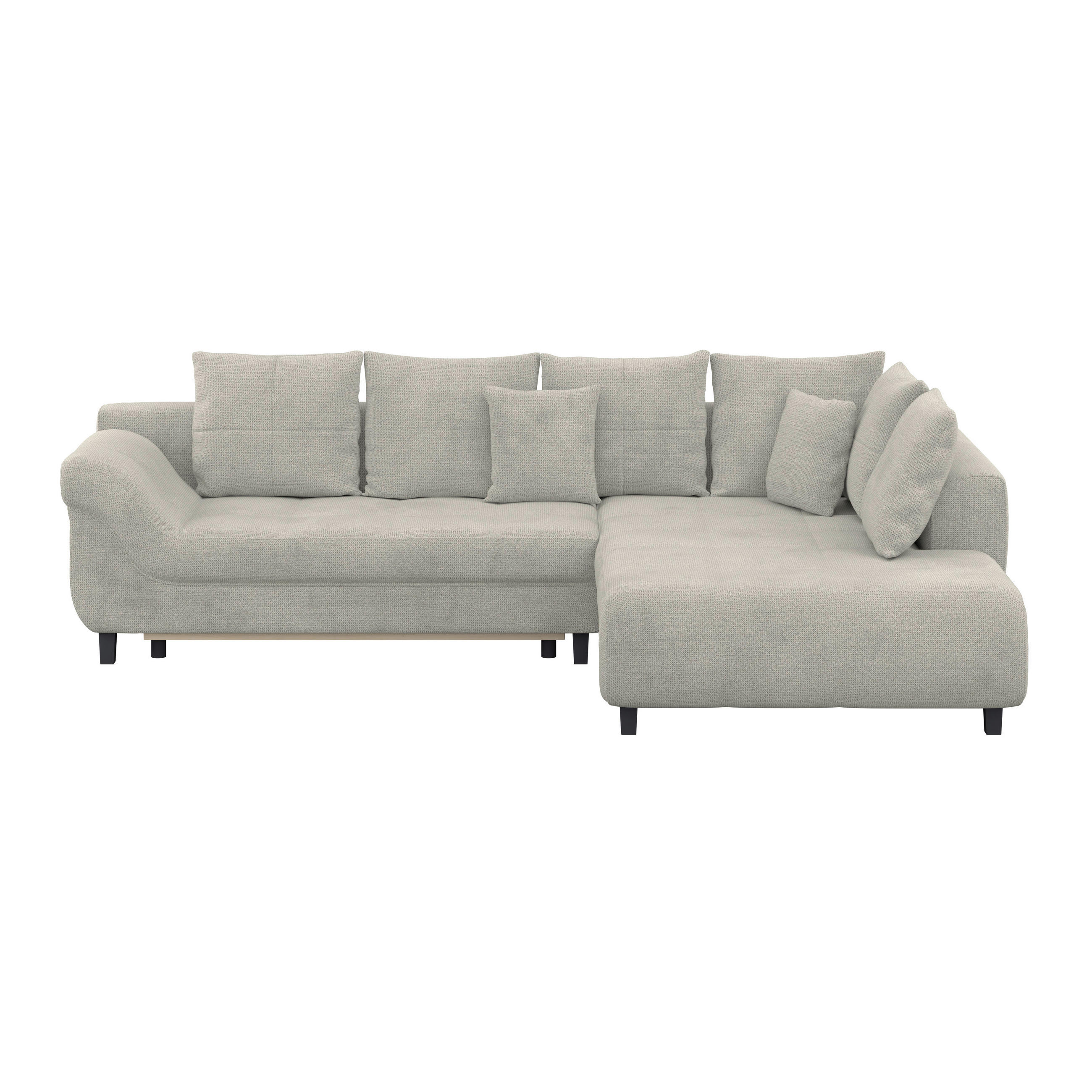 ECKSOFA MENDOZA NEW Grau Chenille, Struktur Zierkissen, Rückenkissen, Bettkasten  - Schwarz/Grau, KONVENTIONELL, Textil (309/197cm) - MID.YOU