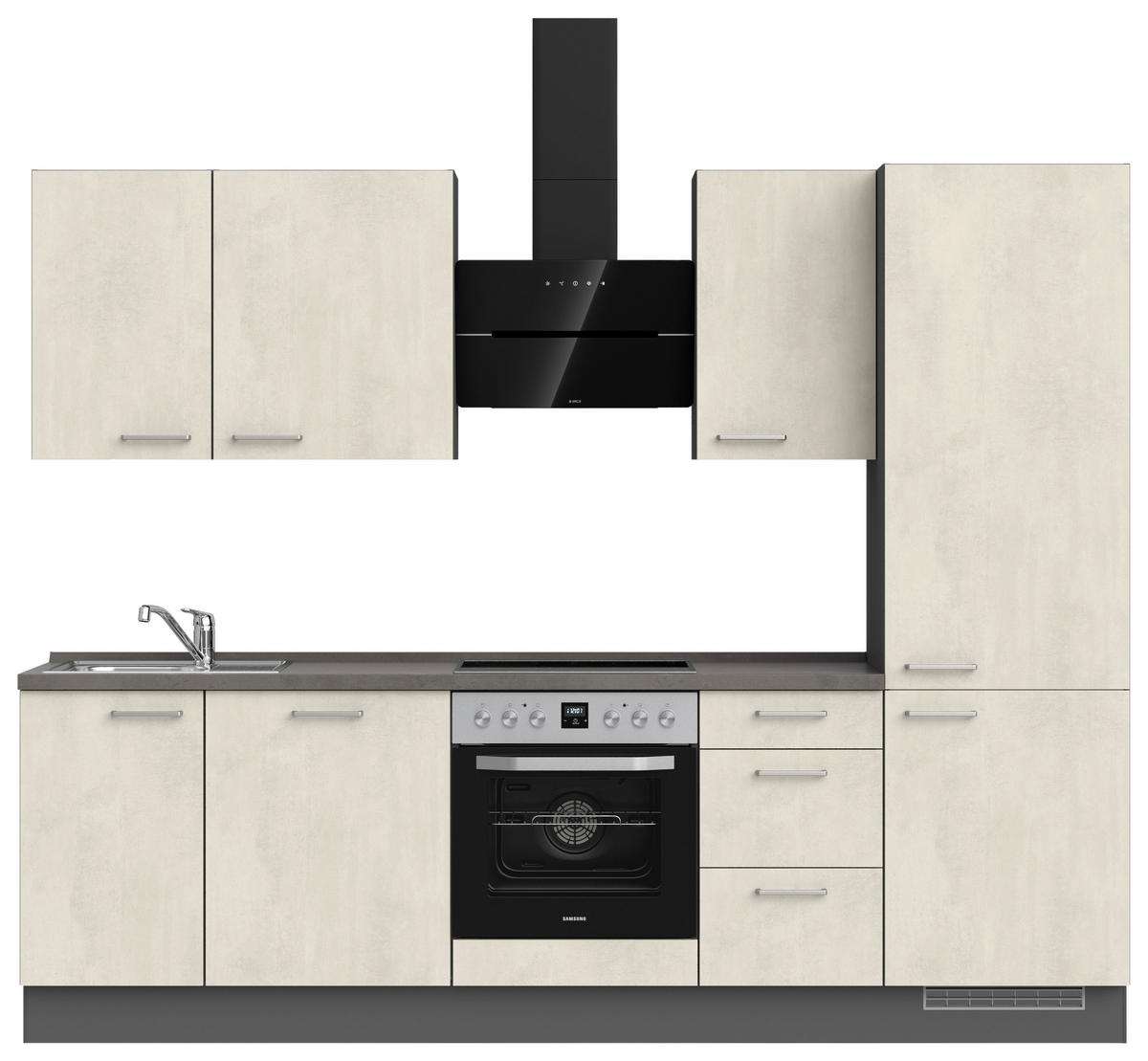 KÜCHENLEERBLOCK 270 cm   in Weiß, Schieferfarben  - Schieferfarben/Edelstahlfarben, MODERN, Holzwerkstoff/Metall (270cm) - Nobilia