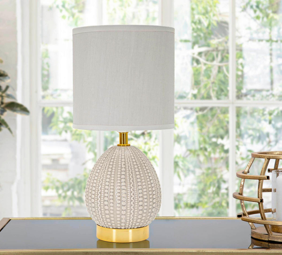 TISCHLEUCHTE   - Grau, Basics, Keramik/Textil (15/15/30.5cm)