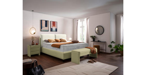 BOXSPRINGBETT 180/200 cm  in Weiß, Hellgrün  - Schwarz/Weiß, Design, Textil/Metall (180/200cm) - Johann Jakob