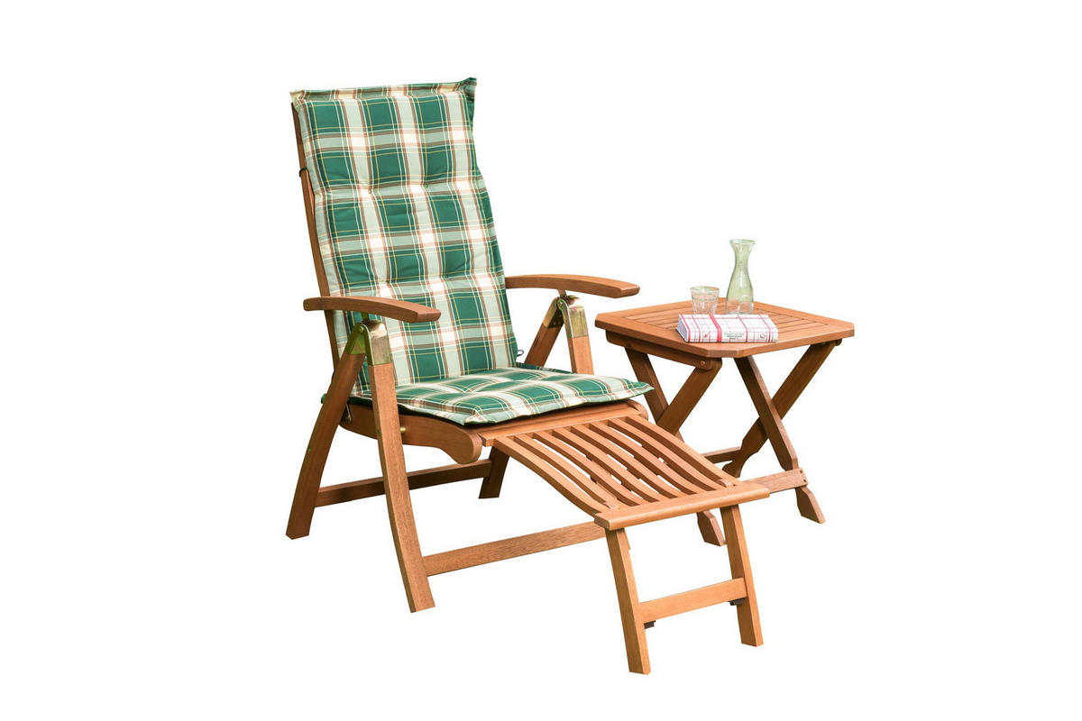 GARTENKLAPPSESSEL-SET Eukalyptusholz Grün, Naturfarben  - Naturfarben/Grün, ROMANTIK / LANDHAUS, Holz/Textil (49,5/43/48,5cm) - Gardenson