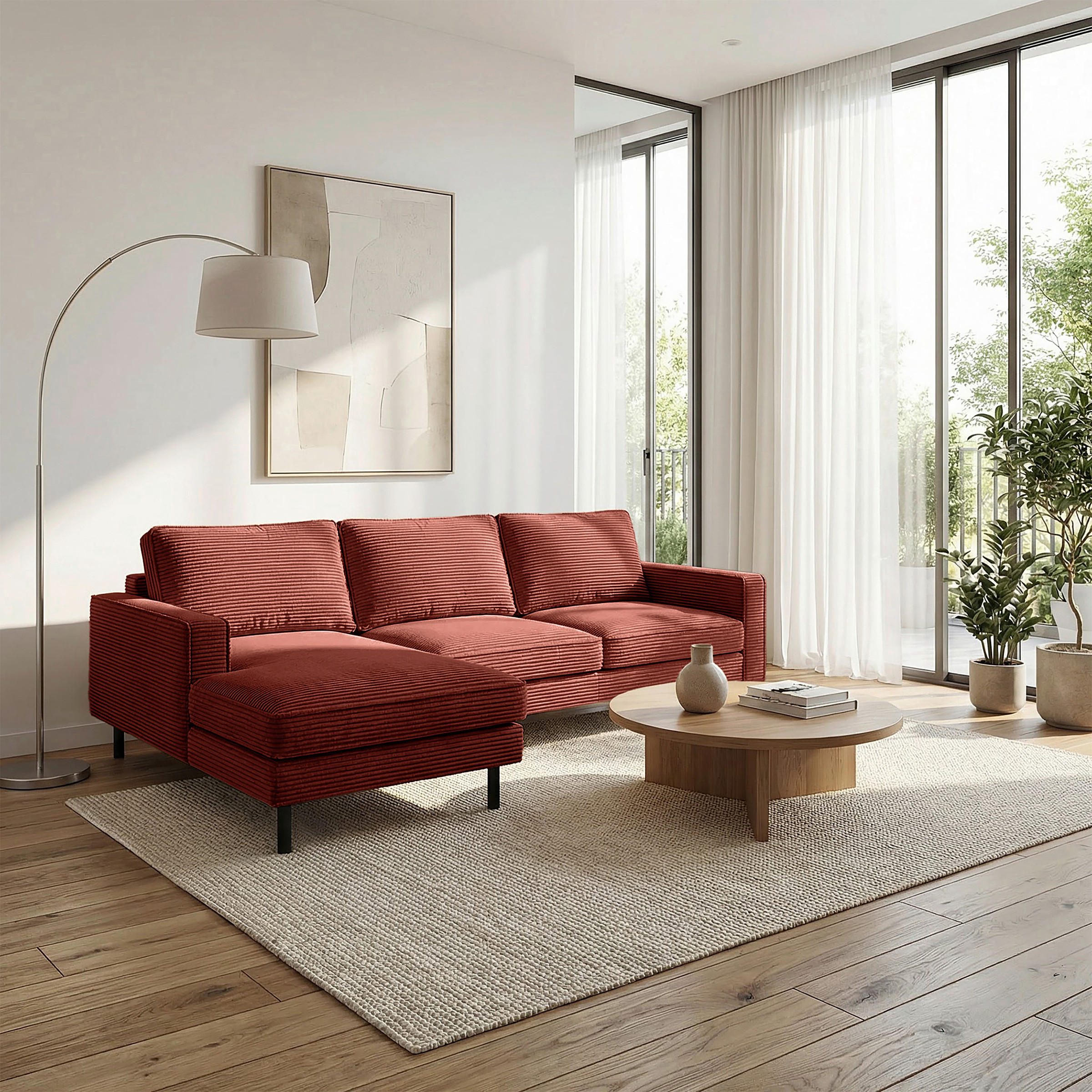 KUTNA GARNITURA tekstil  crvena   - crna/crvena, Design, tekstil/metal (166/238cm) - Livetastic